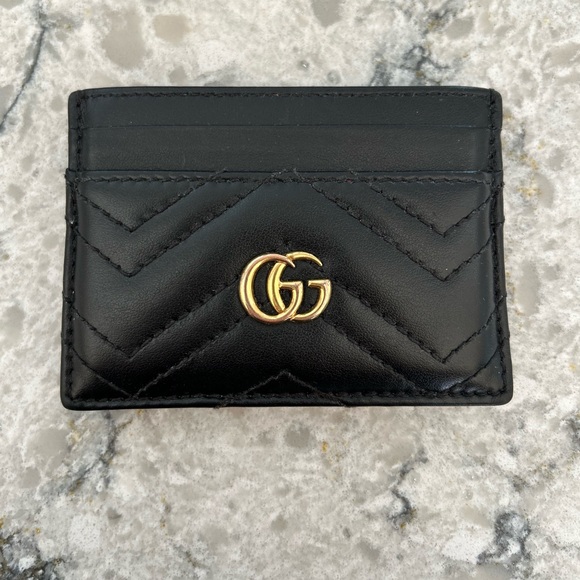 GUCCI GG MARMONT CARD CASE$ 320* Double G* Four card slots* 4"W x 2.5"H - Picture 2 of 4